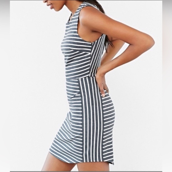 Urban Outfitters Silence + Noise Gray & White Dress Striped Mini Bodycon Medium. - Picture 2 of 13